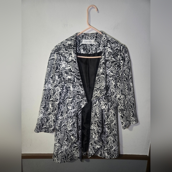 Calvin Klein Cascading Collar 3/4 Sleeves Open Blazer Women's Size 6 - Picture 1 of 7